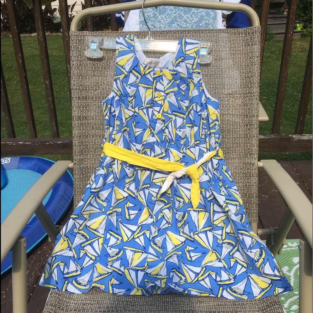 Summer Girl’s Dress 6X Beautiful & Bright Ships Pattern